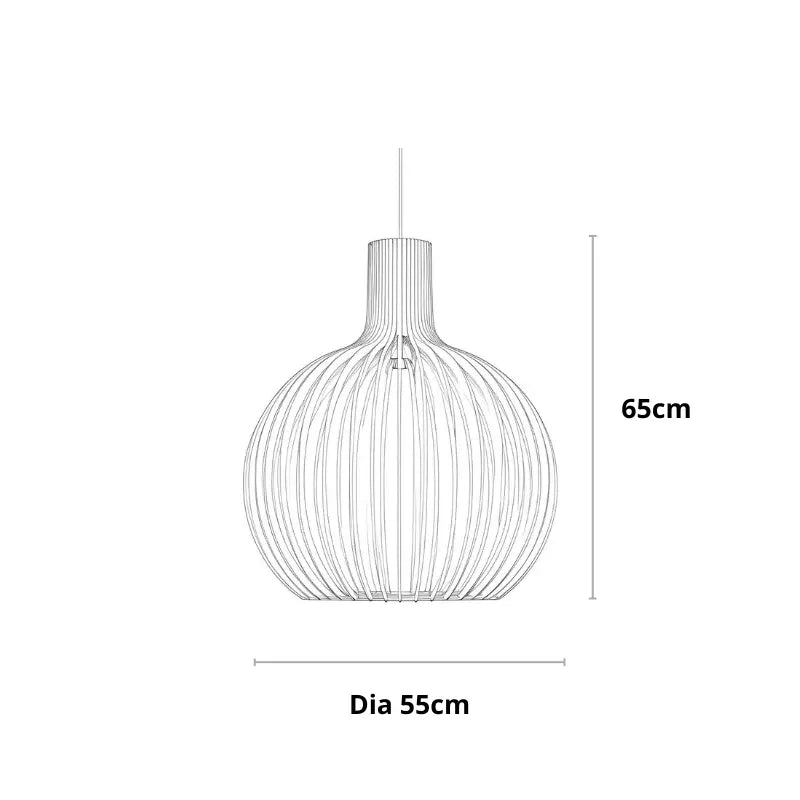 Holz Pendelleuchte Skandinavisch – Runde Hängelampe 35/45/55 cm-Ceiling Lamps-Lumensis-Ø 35cm-Außen schwarz | innen Holz-Lumensis