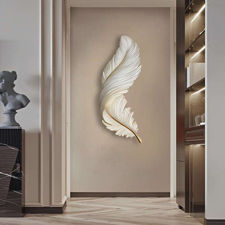 Feder-Wandkunst mit LED-Beleuchtung – Dimmbar & USB-betrieben – Modernes Wandbild-Lighting > Wall Lights > LED Wall Art-Lumensis-43 x 120 cm-Weiß-Lumensis