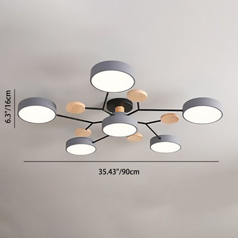 Skandinavische LED Deckenlampe – Mehrflammig in Weiß, Grün & Grau-Semi-Flush Mount Lighting-Lumensis-3+1-Weißes Licht (5000K)-Lumensis