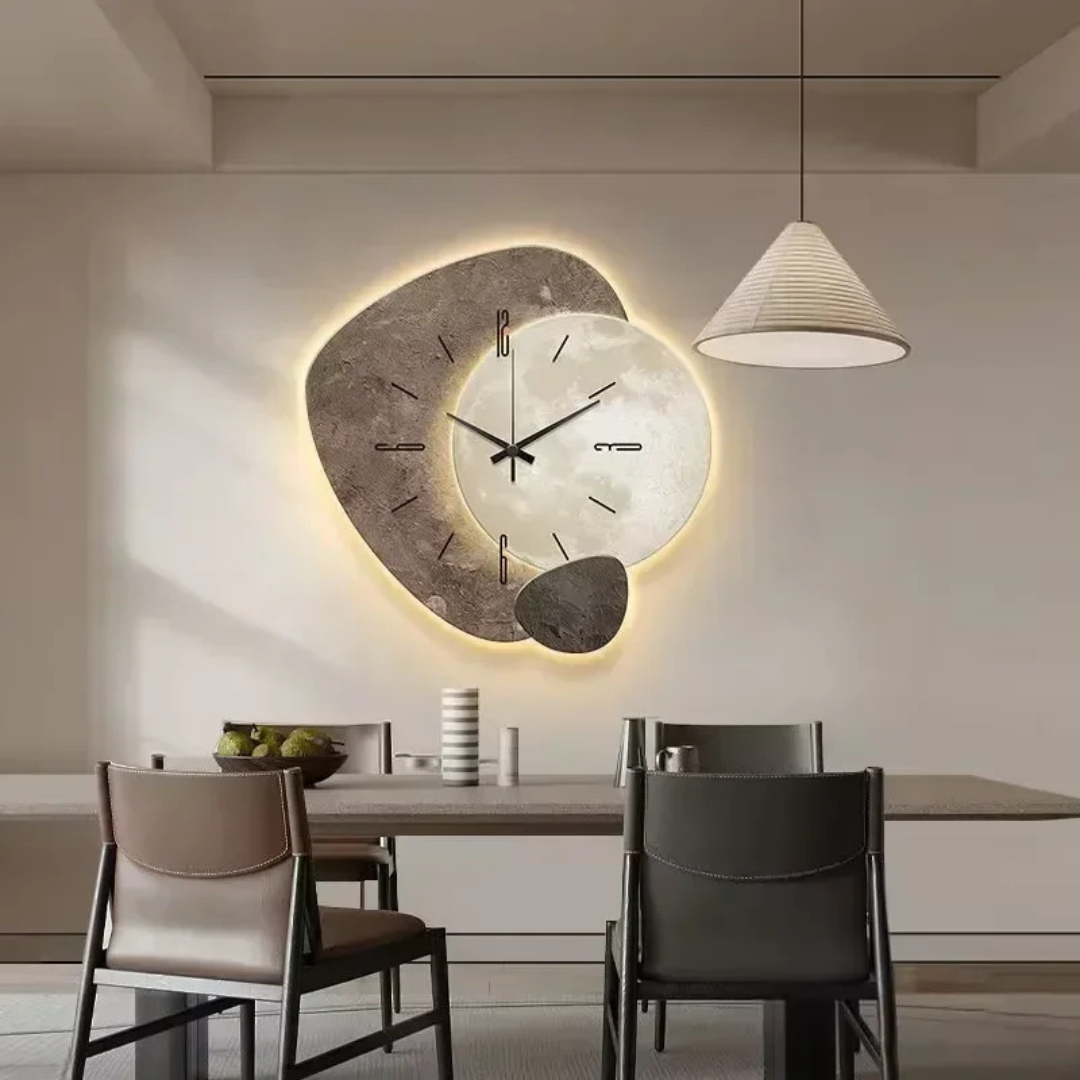 LED Wanduhr Holz-Optik – Lautlose Design-Uhr mit Licht & Dimmer-wall lamps-Lumensis-Mit USB-Lampe B-40 cm-Lumensis