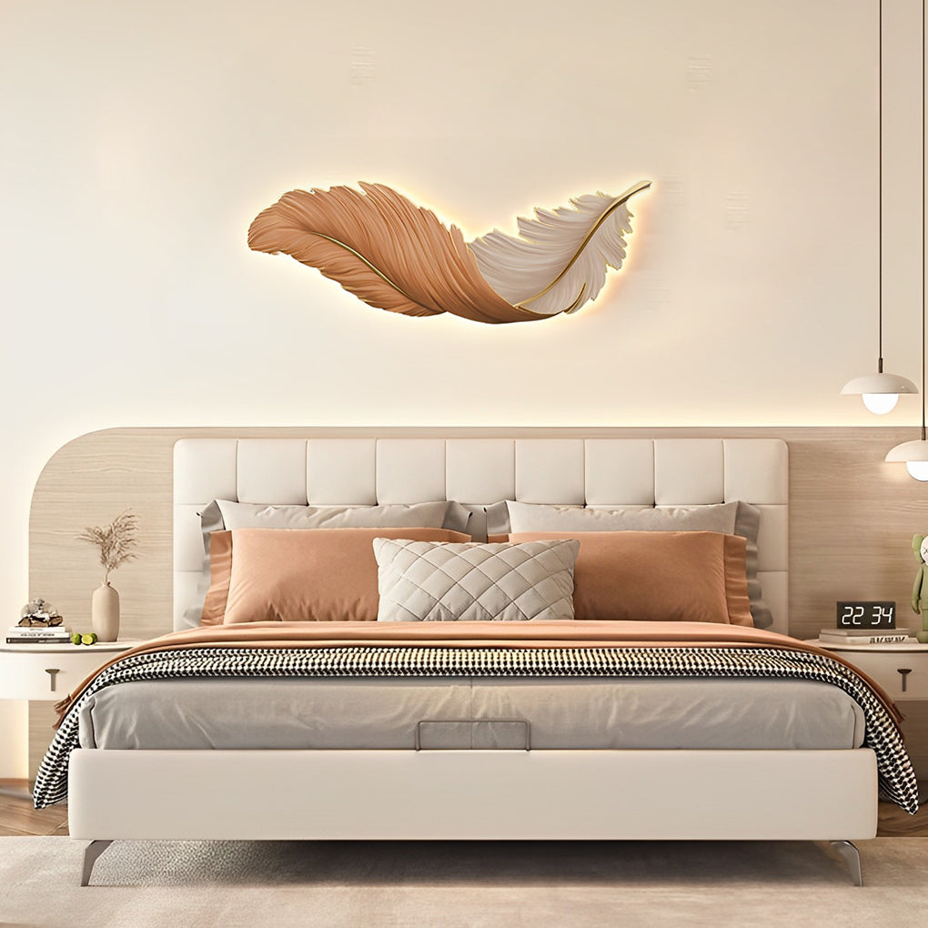 Feder-Wandkunst mit LED-Beleuchtung – Dimmbar & USB-betrieben – Modernes Wandbild-Lighting > Wall Lights > LED Wall Art-Lumensis-30 x 80 cm-Orange-Lumensis