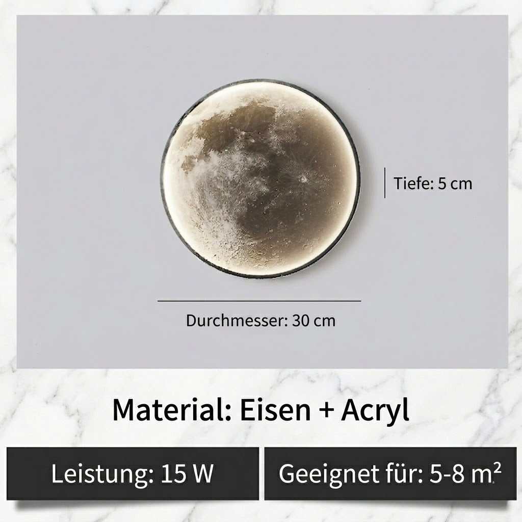 LED Mond-Wandleuchte 3D – Realistisches Design mit Fernbedienung-Lumensis-24cm-Weißes Licht 6000k-Lumensis