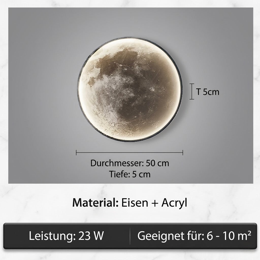 LED Mond-Wandleuchte 3D – Realistisches Design mit Fernbedienung-Lumensis-24cm-Weißes Licht 6000k-Lumensis