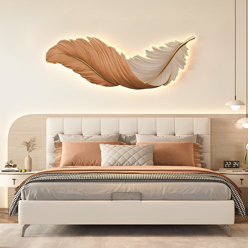 Feder-Wandkunst mit LED-Beleuchtung – Dimmbar & USB-betrieben – Modernes Wandbild-Lighting > Wall Lights > LED Wall Art-Lumensis-50 x 150 cm-Orange-Lumensis