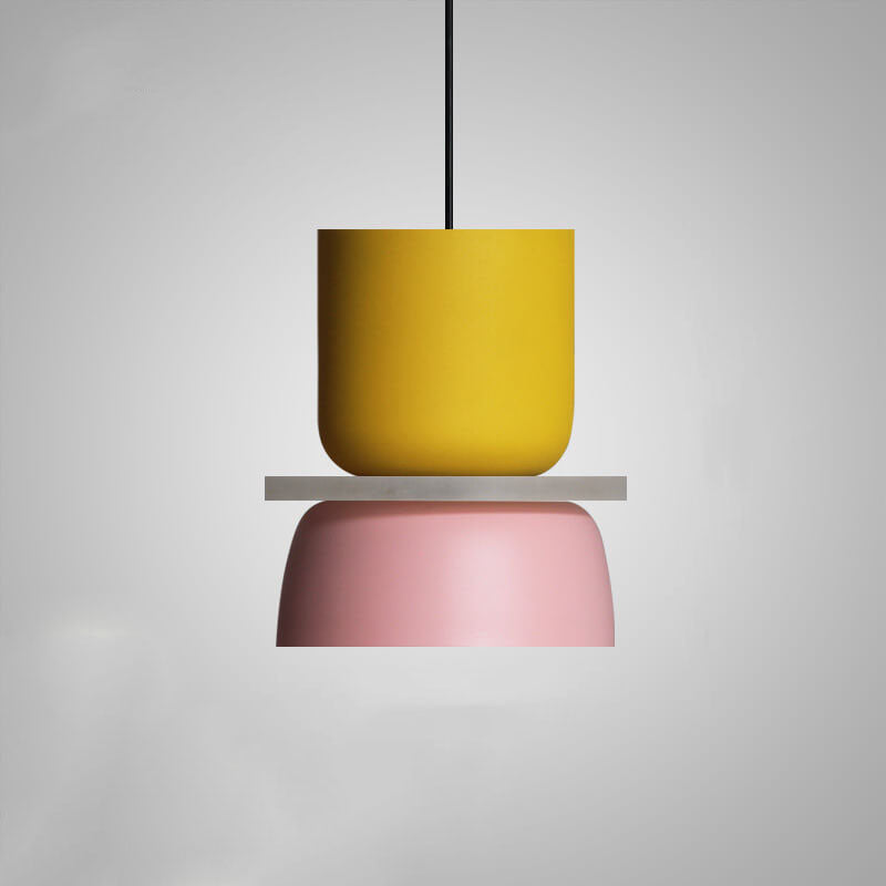 Designer LED Pendelleuchte – Buntes Color-Blocking & Nordic Style-Pendants-Lumensis-Small-Gelb & Rosa-100V-120V-Lumensis