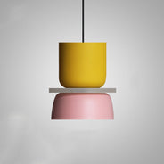 Designer LED Pendelleuchte – Buntes Color-Blocking & Nordic Style-Pendants-Lumensis-Small-Gelb & Rosa-100V-120V-Lumensis