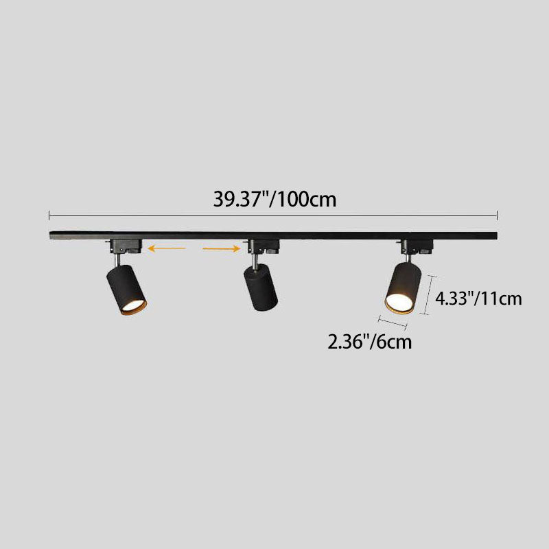 LED Schienensystem – Verstellbare Spotlights im Industrial Design-Flush Mount Lighting-Lumensis-3-flammig | 100 cm Schiene-Schwarz-Lumensis