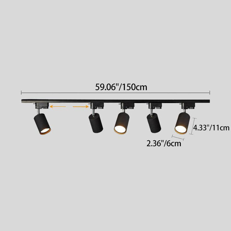 LED Schienensystem – Verstellbare Spotlights im Industrial Design-Flush Mount Lighting-Lumensis-3-flammig | 100 cm Schiene-Schwarz-Lumensis
