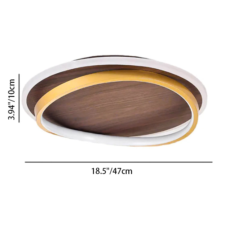 Moderne LED-Deckenleuchte Gold & Holz-Optik – Flaches Design-Flush Mount Lighting-Lumensis-Small-Helles Weiß (5000K)-Lumensis
