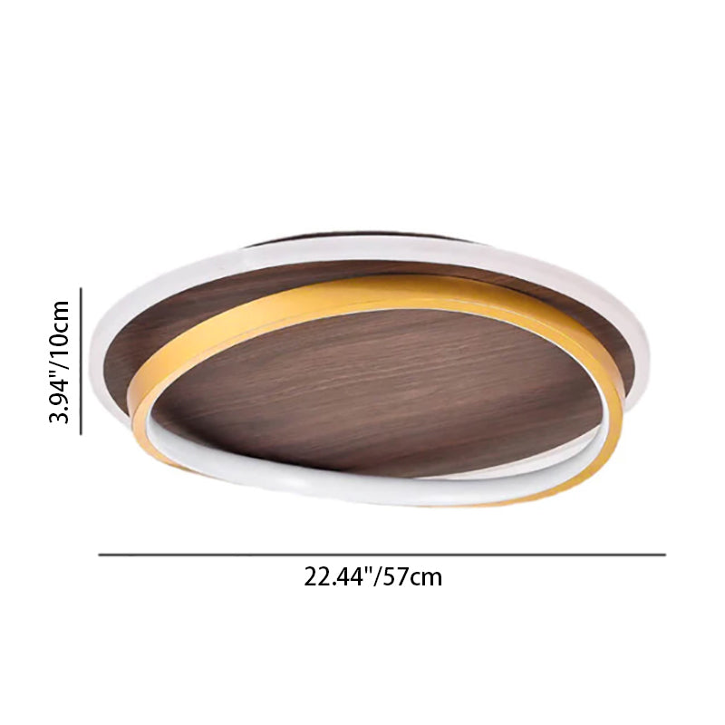 Moderne LED-Deckenleuchte Gold & Holz-Optik – Flaches Design-Flush Mount Lighting-Lumensis-Small-Helles Weiß (5000K)-Lumensis