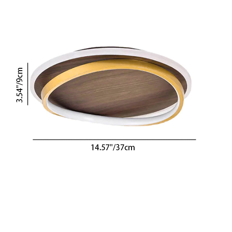 Moderne LED-Deckenleuchte Gold & Holz-Optik – Flaches Design-Flush Mount Lighting-Lumensis-Small-Helles Weiß (5000K)-Lumensis