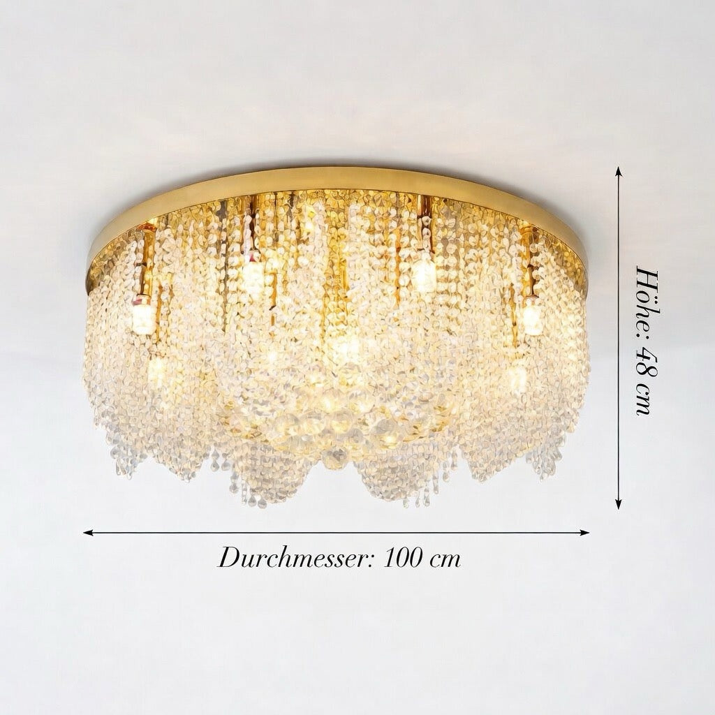 Luxus Kristall-Kronleuchter in Gold – Moderne Deckenleuchte mit E14 LED-Lumensis-50x36cm-Kaltes Licht-Lumensis