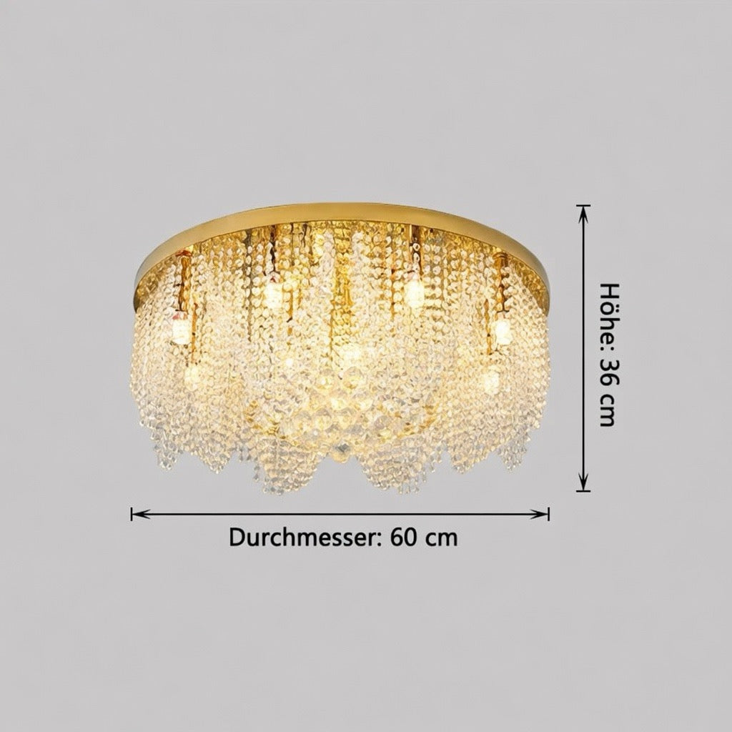 Luxus Kristall-Kronleuchter in Gold – Moderne Deckenleuchte mit E14 LED-Lumensis-50x36cm-Kaltes Licht-Lumensis