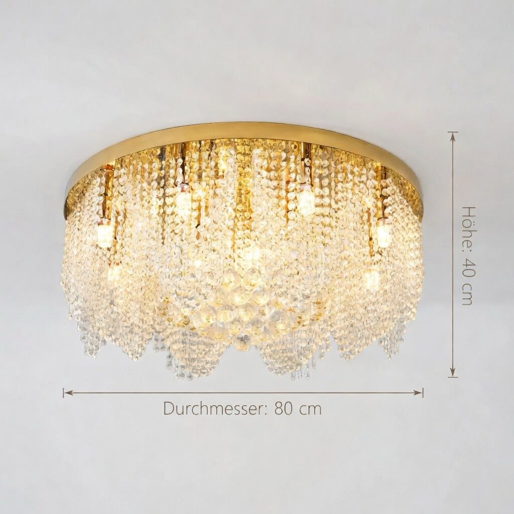 Luxus Kristall-Kronleuchter in Gold – Moderne Deckenleuchte mit E14 LED-Lumensis-50x36cm-Kaltes Licht-Lumensis