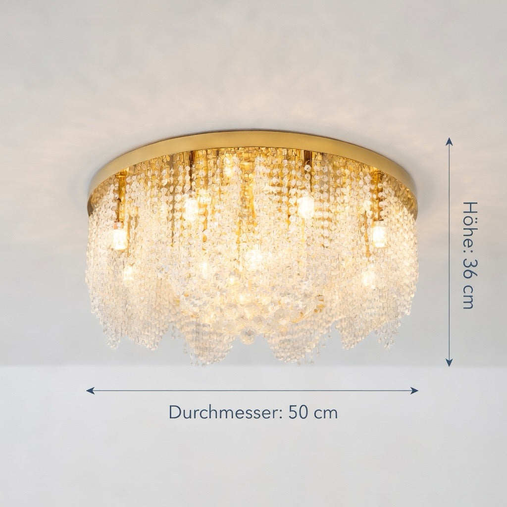 Luxus Kristall-Kronleuchter in Gold – Moderne Deckenleuchte mit E14 LED-Lumensis-50x36cm-Kaltes Licht-Lumensis