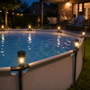 Solar Poolleuchten für Aufstellpools – warmweiße LED Poolbeleuchtung für Metallrahmen 6er/12er Set
