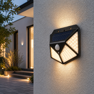 Solar-Wandleuchte mit 100 LEDs – Bewegungsmelder, 4-seitiges Design, IPX5 Wasserdicht