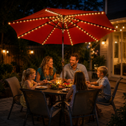 Kabellose LED Schirmleuchte Outdoor – mit Fernbedienung & Clip-Montage für Terrasse, Garten & Balkon