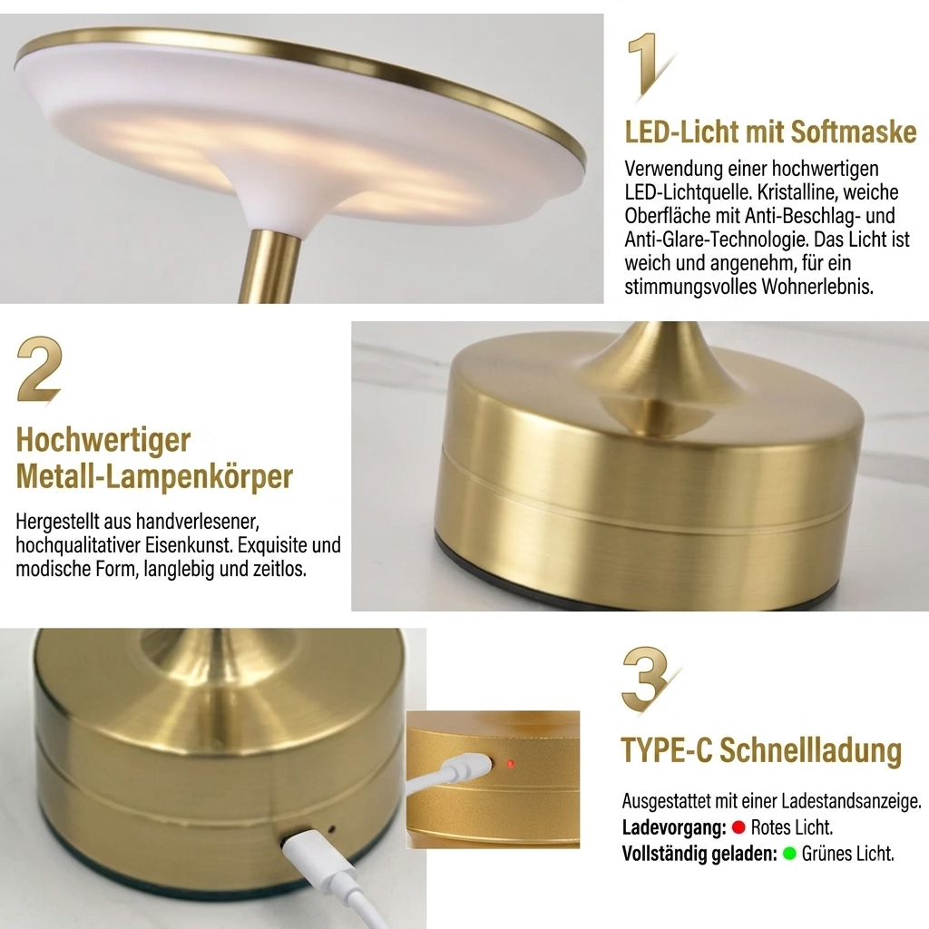 Elegante LED Tischlampe für Restaurant & Bar – Kabellos, Dimmbar & Modern-Lumensis-Schwarz-Lumensis