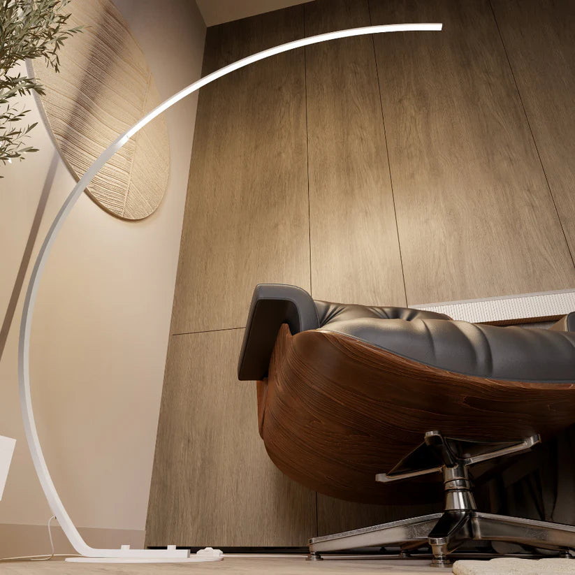 Designer LED Bogenlampe Modern – Ultraschlanke Stehleuchte-Lumensis-Weiß-Lumensis