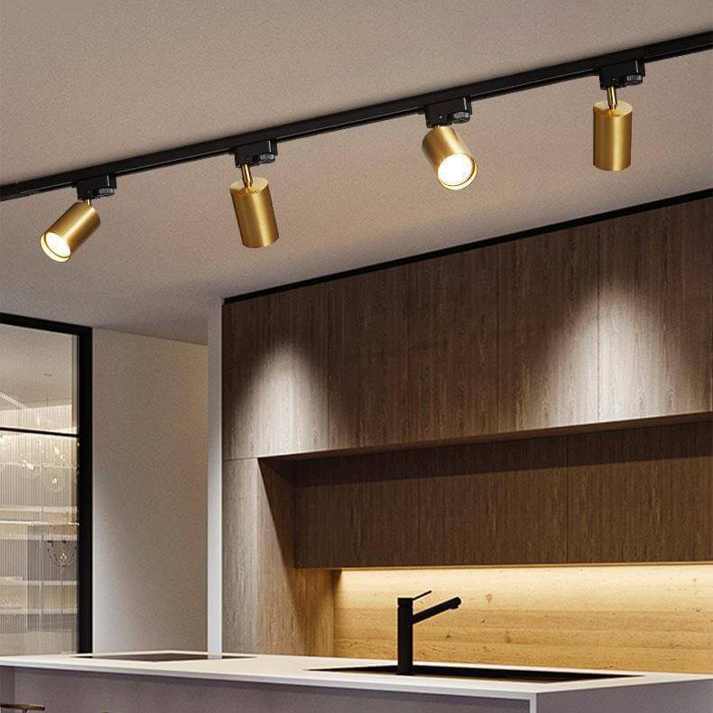LED Schienensystem – Verstellbare Spotlights im Industrial Design-Flush Mount Lighting-Lumensis-4-flammig | 150 cm Schiene-Gold-Lumensis