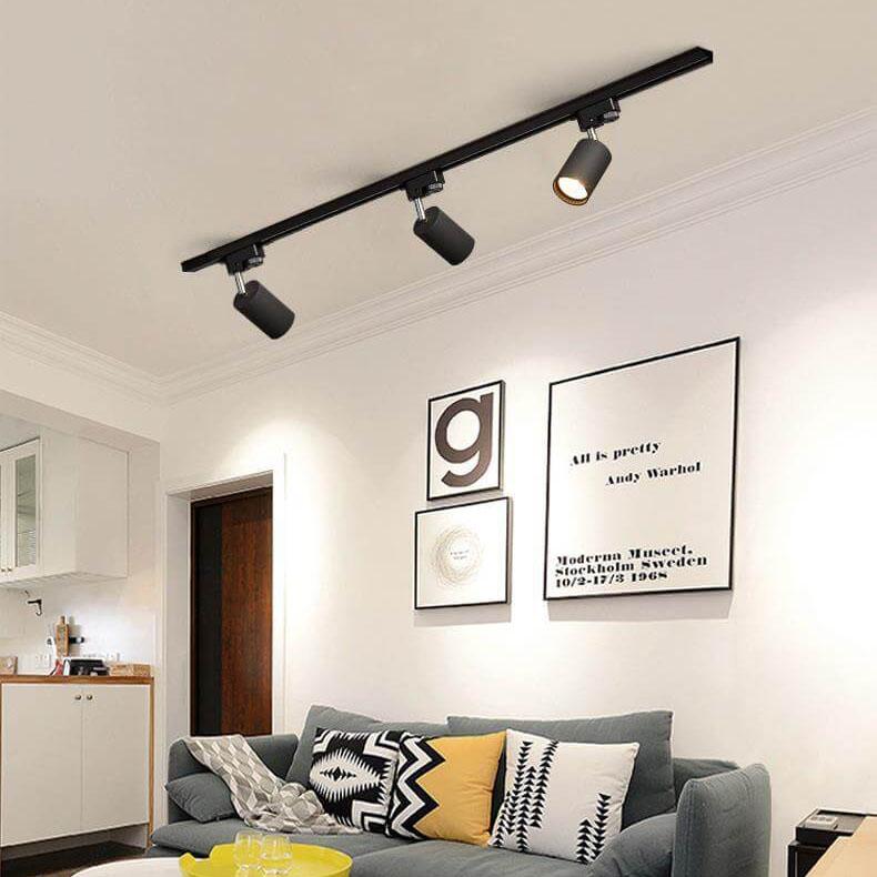 LED Schienensystem – Verstellbare Spotlights im Industrial Design-Flush Mount Lighting-Lumensis-3-flammig | 100 cm Schiene-Schwarz-Lumensis