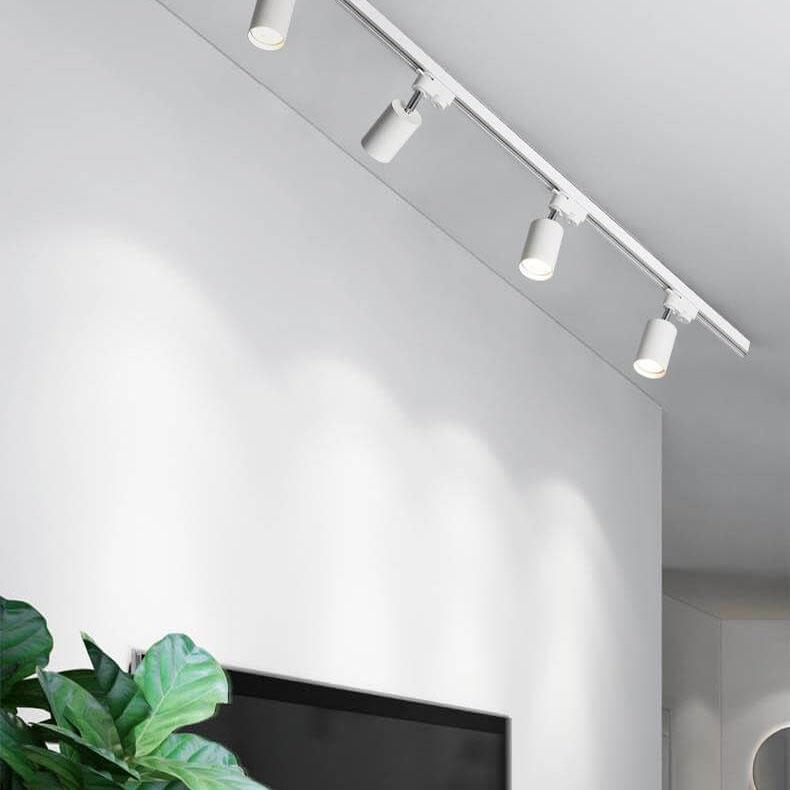 LED Schienensystem – Verstellbare Spotlights im Industrial Design-Flush Mount Lighting-Lumensis-4-flammig | 150 cm Schiene-Weiß-Lumensis