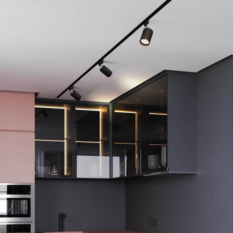 LED Schienensystem – Verstellbare Spotlights im Industrial Design-Flush Mount Lighting-Lumensis-3-flammig | 100 cm Schiene-Schwarz-Lumensis