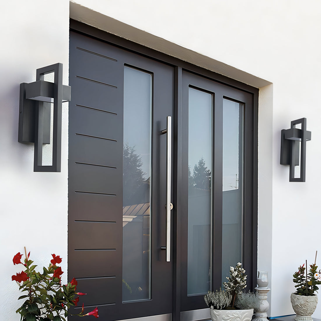 LED Außen-Wandleuchte Edelstahl Schwarz – Modern & IP65 Wetterfest-Outdoor light-Lumensis-35cm / 14