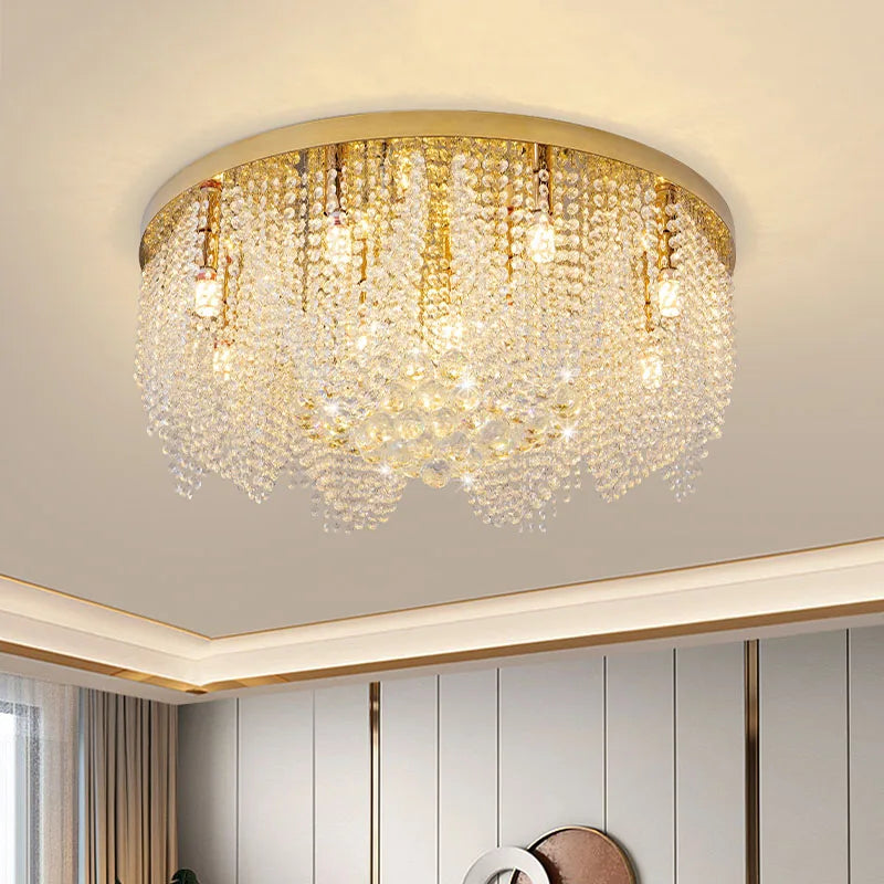 Luxus Kristall-Kronleuchter in Gold – Moderne Deckenleuchte mit E14 LED-Lumensis-60x36cm-Warmes Licht-Lumensis
