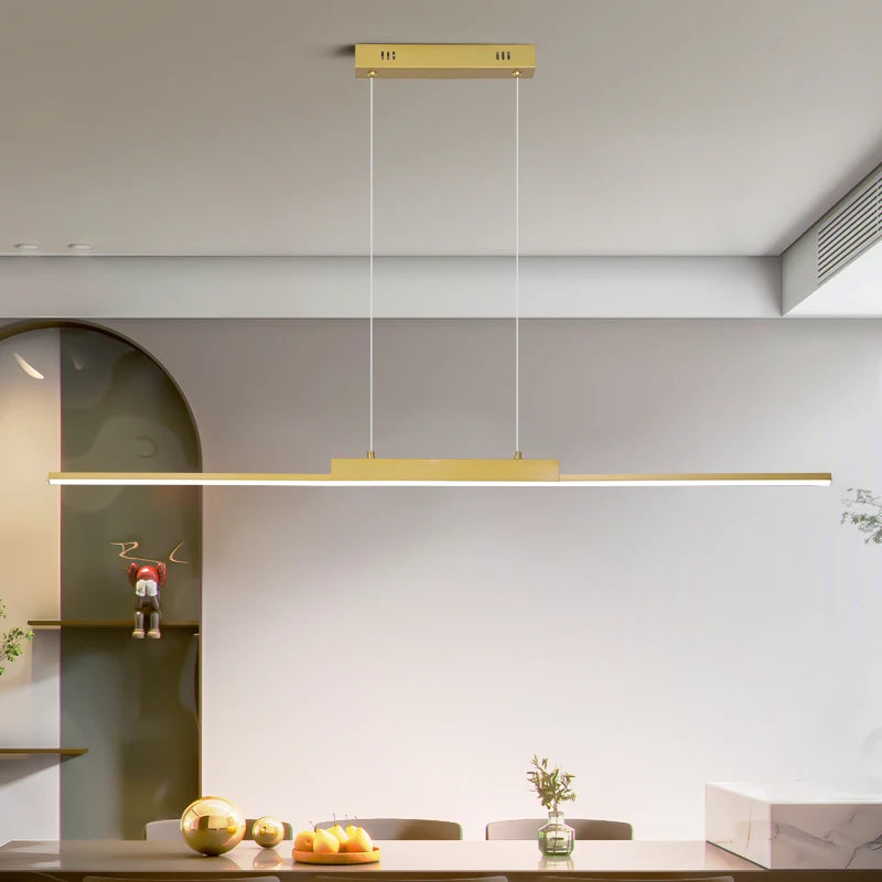 Lineare LED Pendelleuchte – Minimalistische Hängelampe für den Esstisch-Lumensis-Gold | 3 Lichtfarben (ohne Fernbedienung)-Lumensis