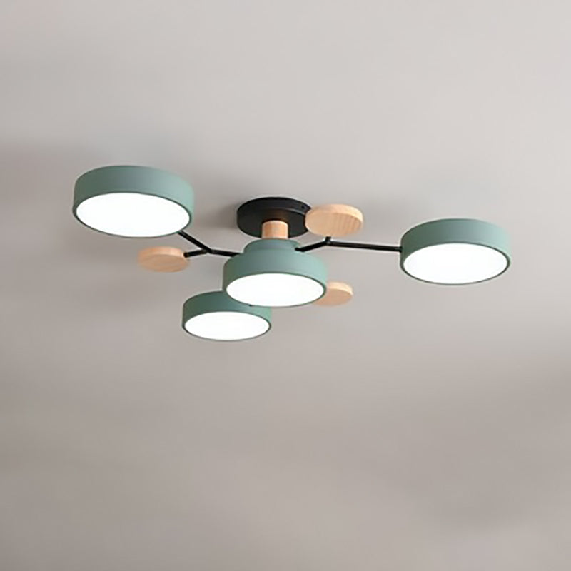 Skandinavische LED Deckenlampe – Mehrflammig in Weiß, Grün & Grau-Semi-Flush Mount Lighting-Lumensis-3+1-Weißes Licht (5000K)-Lumensis