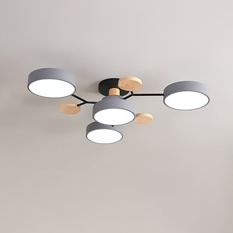 Skandinavische LED Deckenlampe – Mehrflammig in Weiß, Grün & Grau-Semi-Flush Mount Lighting-Lumensis-3+1-Weißes Licht (5000K)-Lumensis