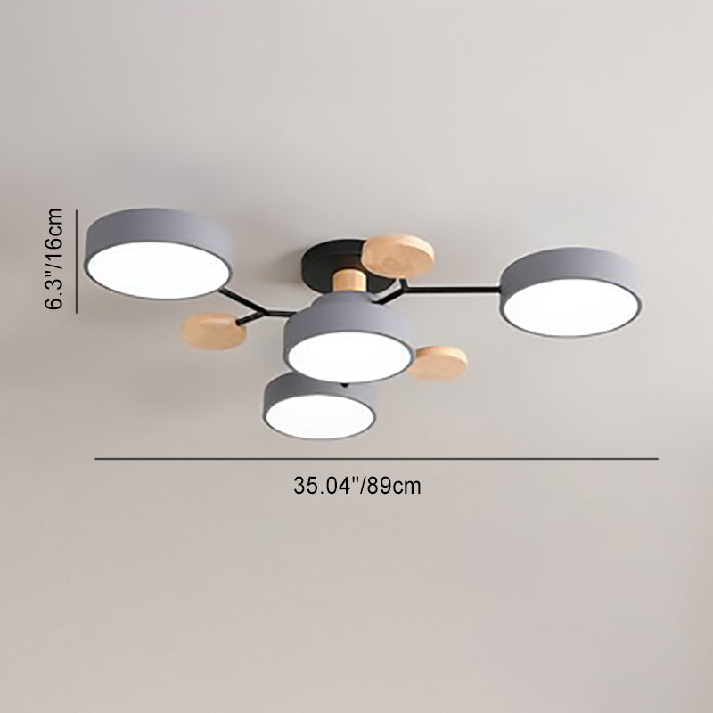 Skandinavische LED Deckenlampe – Mehrflammig in Weiß, Grün & Grau-Semi-Flush Mount Lighting-Lumensis-3+1-Weißes Licht (5000K)-Lumensis