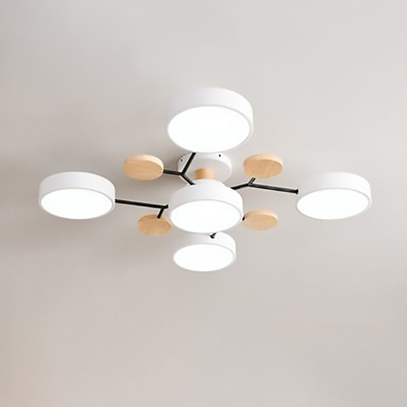 Skandinavische LED Deckenlampe – Mehrflammig in Weiß, Grün & Grau-Semi-Flush Mount Lighting-Lumensis-4+1-Weißes Licht (5000K)-Lumensis