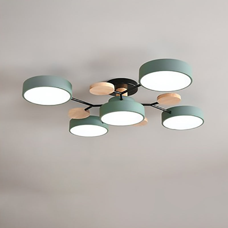 Skandinavische LED Deckenlampe – Mehrflammig in Weiß, Grün & Grau-Semi-Flush Mount Lighting-Lumensis-4+1-Weißes Licht (5000K)-Lumensis