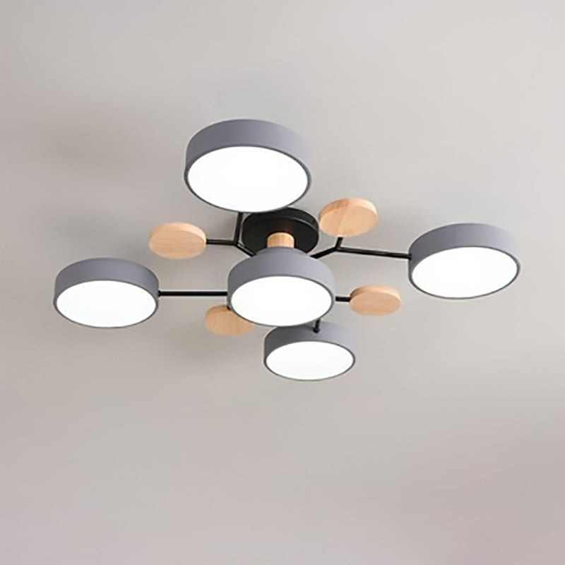Skandinavische LED Deckenlampe – Mehrflammig in Weiß, Grün & Grau-Semi-Flush Mount Lighting-Lumensis-4+1-Weißes Licht (5000K)-Lumensis