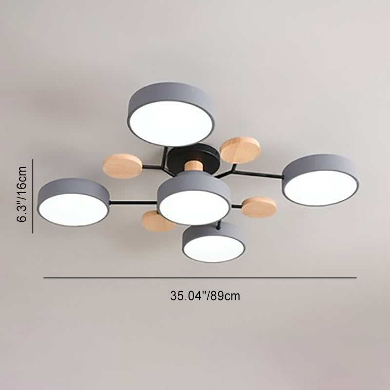 Skandinavische LED Deckenlampe – Mehrflammig in Weiß, Grün & Grau-Semi-Flush Mount Lighting-Lumensis-3+1-Weißes Licht (5000K)-Lumensis