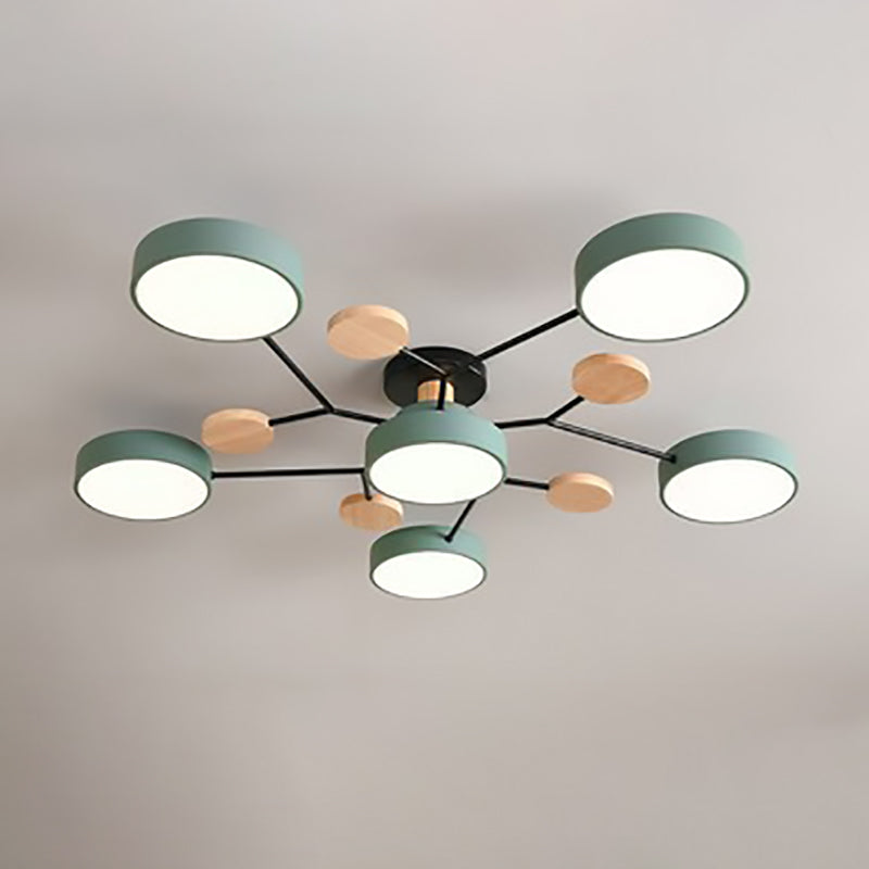Skandinavische LED Deckenlampe – Mehrflammig in Weiß, Grün & Grau-Semi-Flush Mount Lighting-Lumensis-5+1-Weißes Licht (5000K)-Lumensis