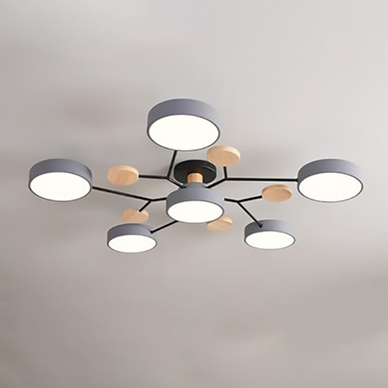 Skandinavische LED Deckenlampe – Mehrflammig in Weiß, Grün & Grau-Semi-Flush Mount Lighting-Lumensis-5+1-Weißes Licht (5000K)-Lumensis