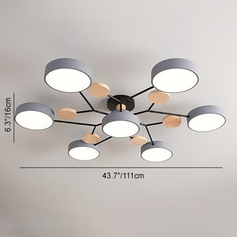 Skandinavische LED Deckenlampe – Mehrflammig in Weiß, Grün & Grau-Semi-Flush Mount Lighting-Lumensis-3+1-Weißes Licht (5000K)-Lumensis