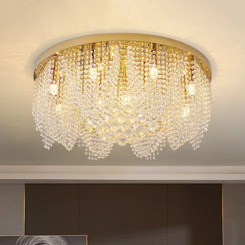 Luxus Kristall-Kronleuchter in Gold – Moderne Deckenleuchte mit E14 LED-Lumensis-80x40cm-Kaltes Licht-Lumensis