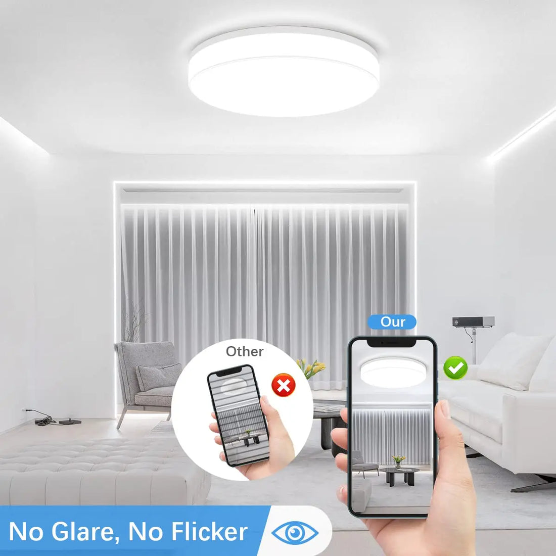 Minimalistische LED Deckenleuchte Rund – Ultraflaches Design & Blendfreies Licht-Lumensis-Kaltes Weiß-30CM-48W-Lumensis