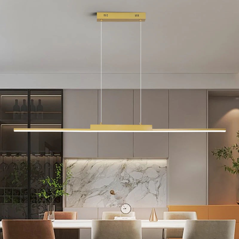 Lineare LED Pendelleuchte – Minimalistische Hängelampe für den Esstisch-Lumensis-Gold | Warmweiß-Lumensis
