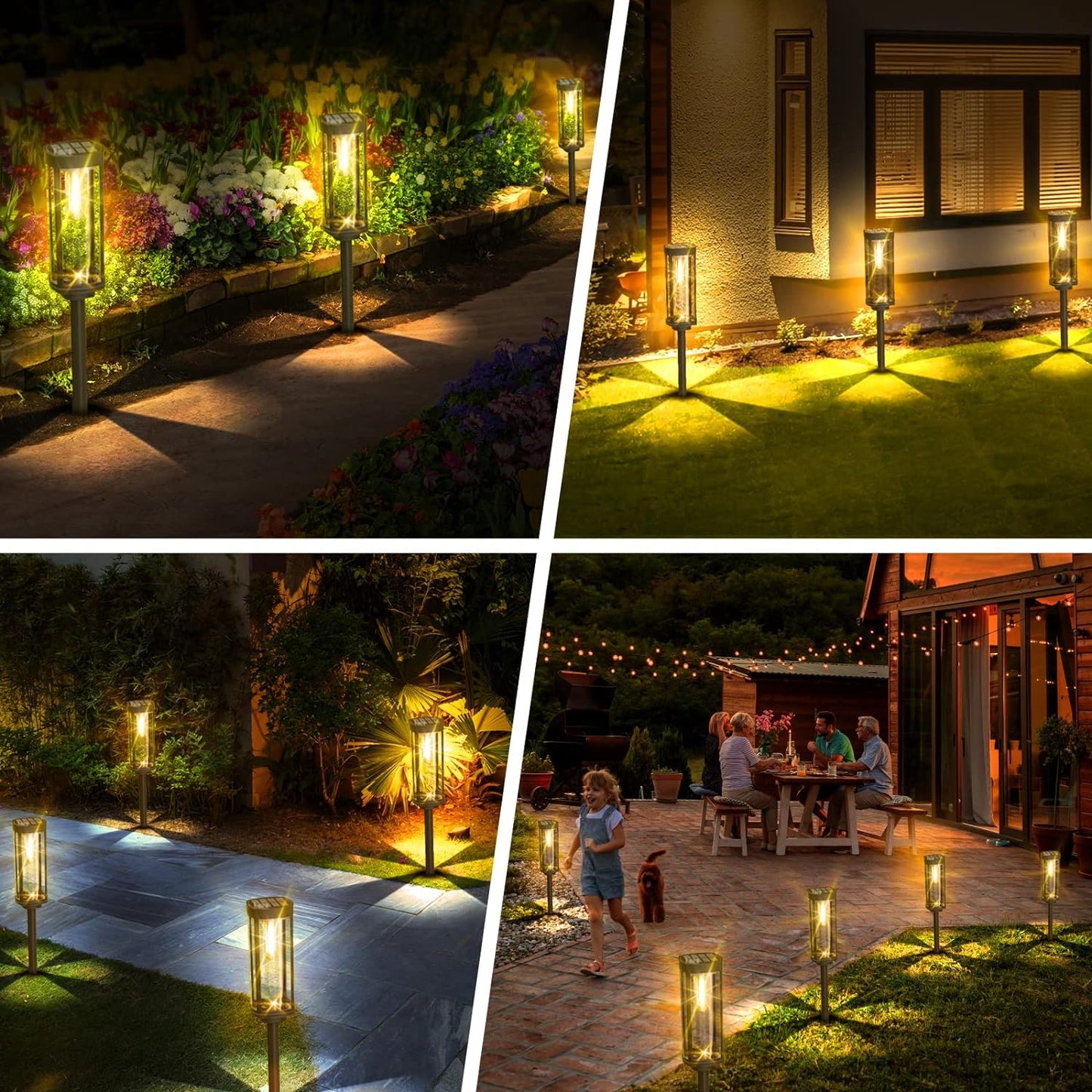 Solar Gartenleuchte mit Erdspieß – Glas Wegleuchte Warmweiß Schwarz-Outdoor light-Lumensis-Schwarz- L 7.5 cm × W 7.5 cm × H 62.5 cm (3.0