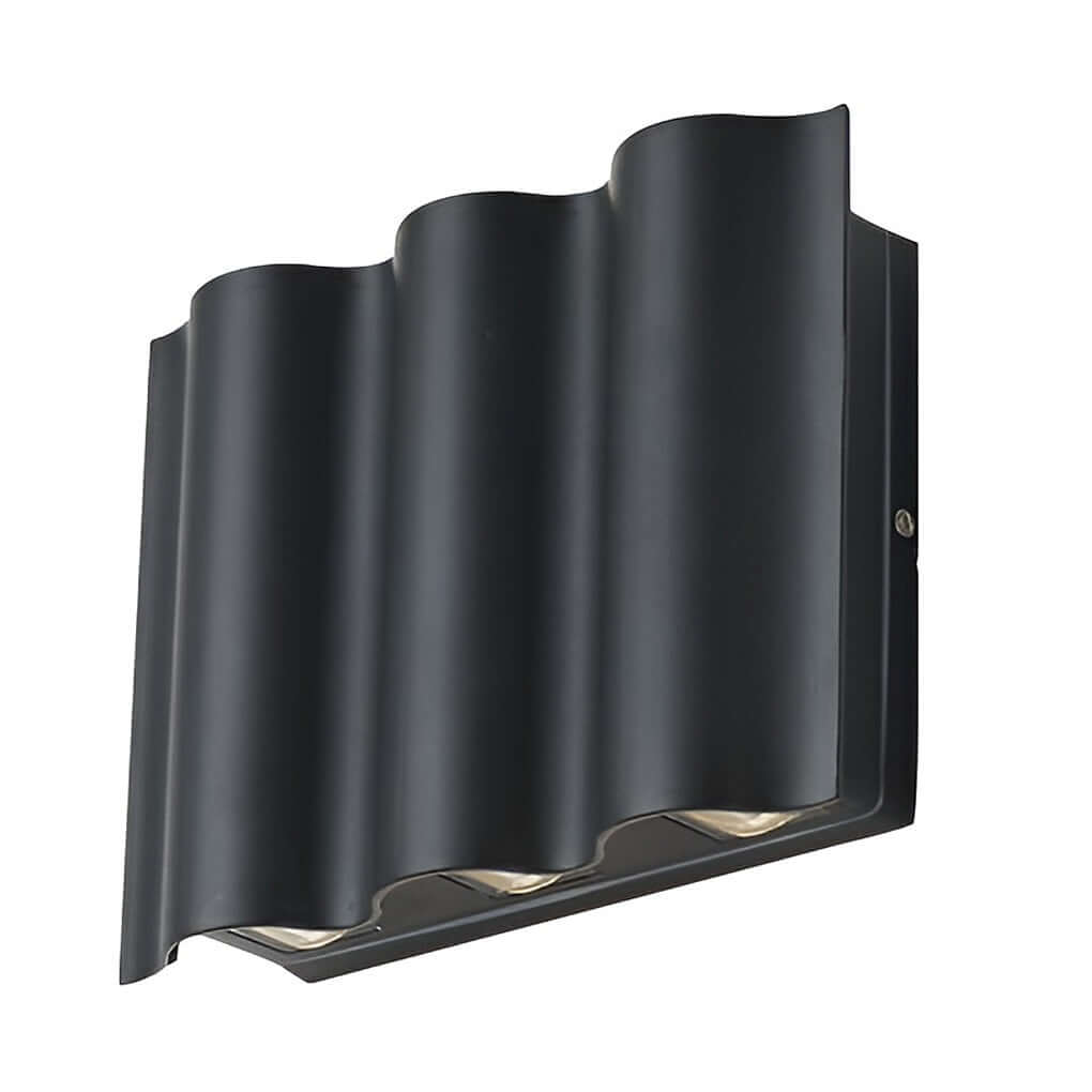 Wellen-Design LED Außenwandleuchte – Up & Down Strahler in Schwarz-Lighting > Outdoor Lighting > Outdoor Wall Lighting > Up & Down Wall Lights-Lumensis-2-flammig-Weiß-Lumensis
