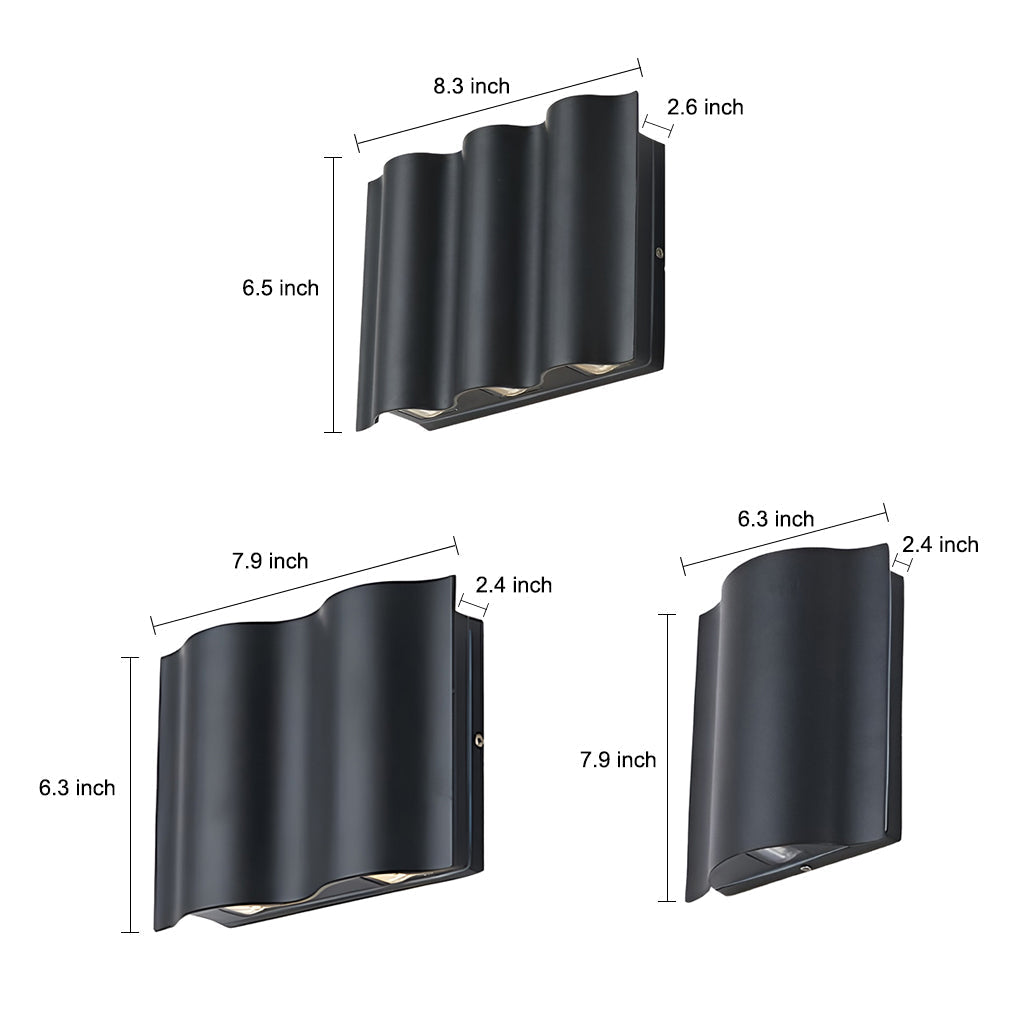 Wellen-Design LED Außenwandleuchte – Up & Down Strahler in Schwarz-Lighting > Outdoor Lighting > Outdoor Wall Lighting > Up & Down Wall Lights-Lumensis-2-flammig-Weiß-Lumensis