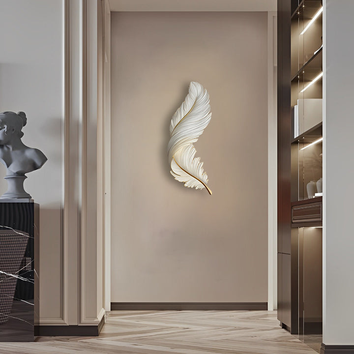 Feder-Wandkunst mit LED-Beleuchtung – Dimmbar & USB-betrieben – Modernes Wandbild-Lighting > Wall Lights > LED Wall Art-Lumensis-30 x 80 cm-Weiß-Lumensis