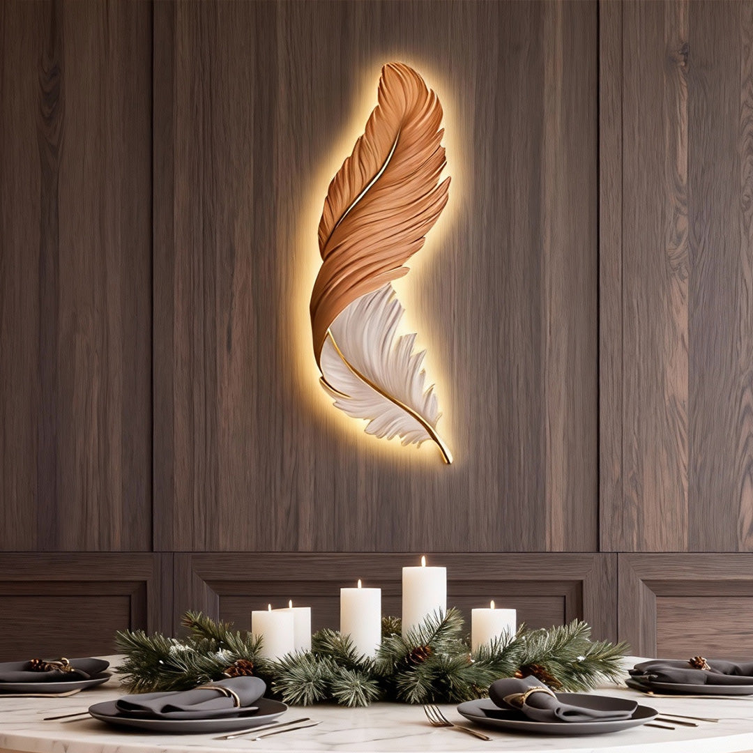 Feder-Wandkunst mit LED-Beleuchtung – Dimmbar & USB-betrieben – Modernes Wandbild-Lighting > Wall Lights > LED Wall Art-Lumensis-30 x 80 cm-Blau-Lumensis