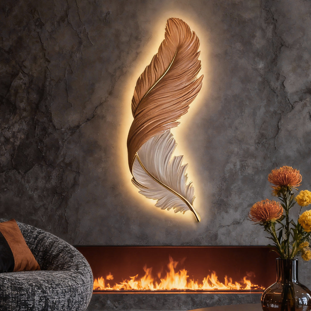 Feder-Wandkunst mit LED-Beleuchtung – Dimmbar & USB-betrieben – Modernes Wandbild-Lighting > Wall Lights > LED Wall Art-Lumensis-30 x 80 cm-Blau-Lumensis